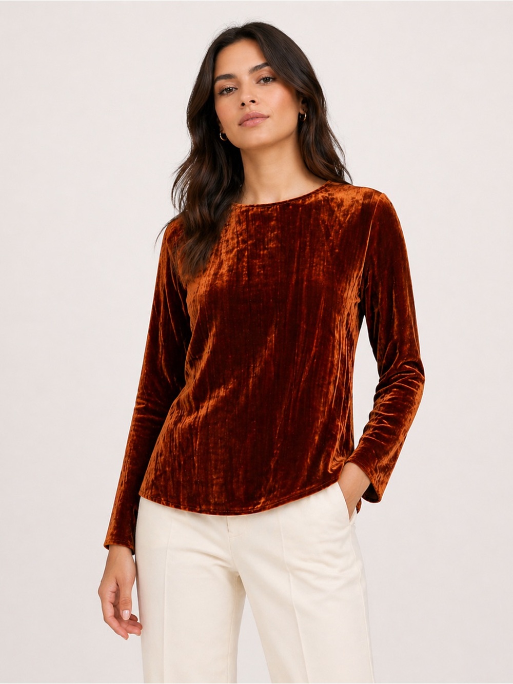 Forte Forte Velvet Blouse Bronze Copper Crushed Velour Size 3 Medium Italy